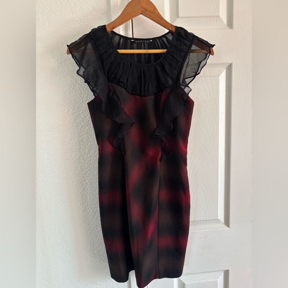 Black‎ Halo Plaid Red Black Dress Lined Size 2